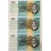 AUSTRALIA 1991 . TEN 10 DOLLARS BANKNOTE . FRASER/COLE . CONSEC TRIO . LAST PREFIX MRR AUSTRALIA 1991 . TEN 10 DOLLARS BANKNOTE . FRASER/COLE . CONSEC TRIO . LAST PREFIX MRR